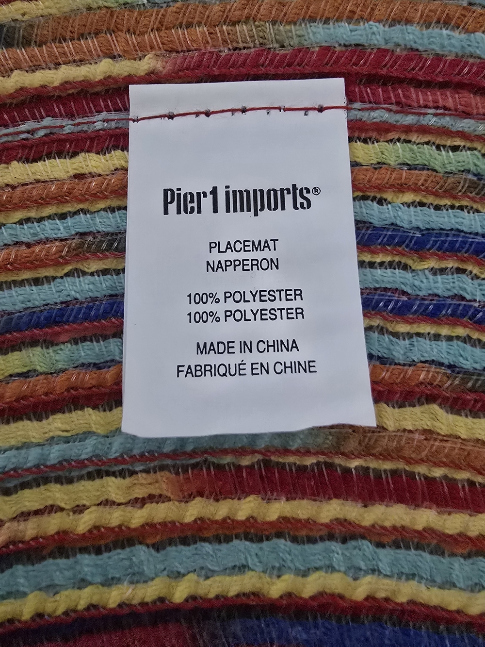Pier 1 Multicolor Striped Placemat | Size 14.25"